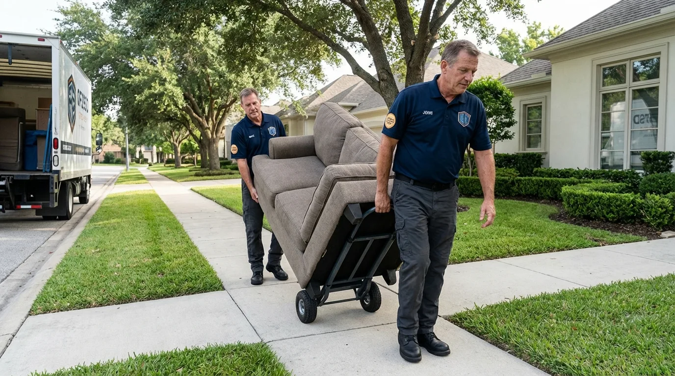 Local residential moving crew loading furniture in Bloomfield, NY